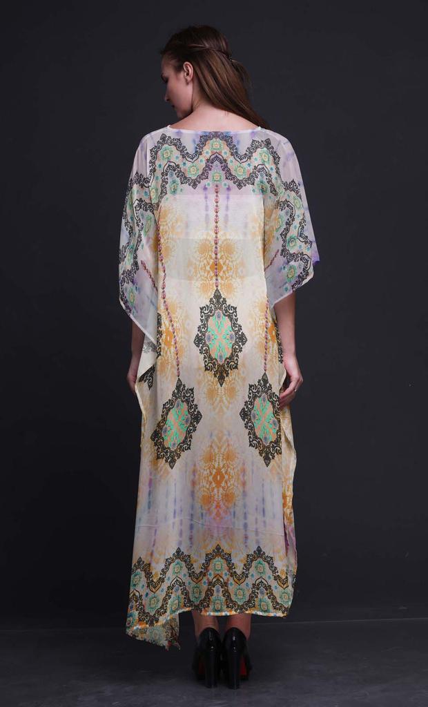 Phagun Tie & Dye Shibori Ladies Plus Size Kaftan Summer Wear Beach Coverup Kimono