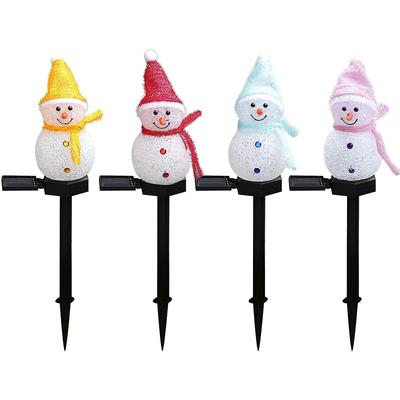 4 In 1 Christmas Garden Decoration Solar Snowman Lights, Suitable for Decorating Front Doors, Walkways, Gardens, Lawns, Courtyards, Christmas Trees