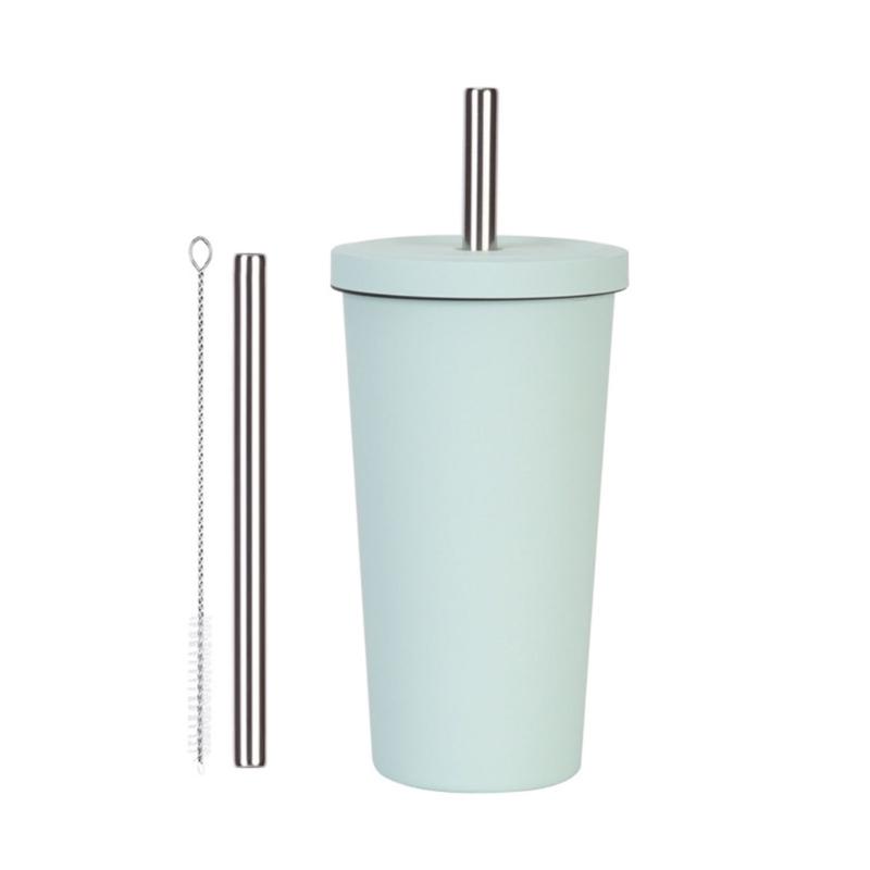 316L Stainless Steel Vacuum Insulated Tumblers With Leak Proof Straw Lid For Office Outdoor Travel Ergonomic Grip Cup