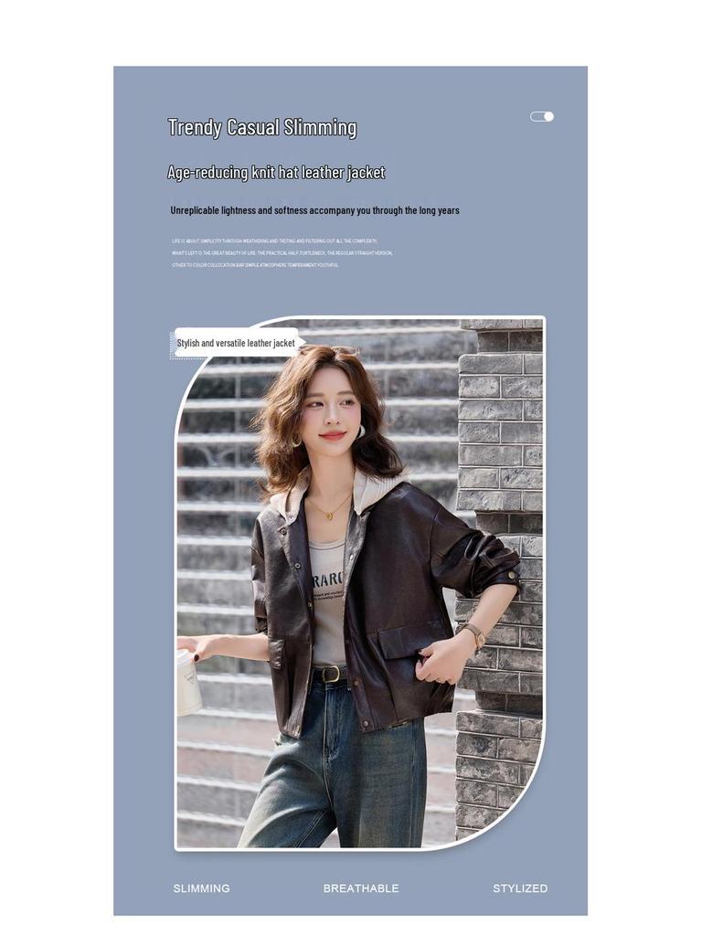 Women's Genuine Leather Jacket - Casual, Versatile Sheepskin Coat for Autumn and Winter