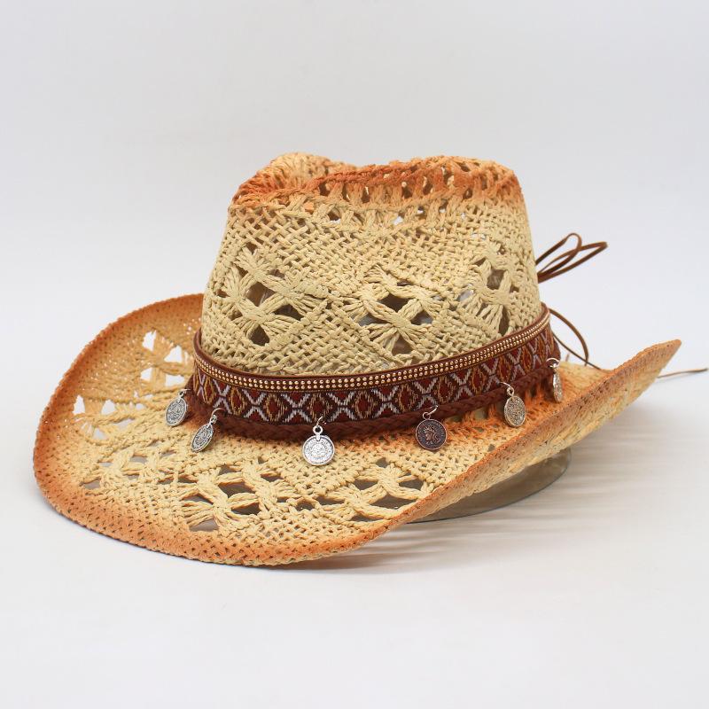 Eaves Popular Hand-Knitted Hollow Malan Seaside Sunshade Famous Style Sunscreen Hat Flanged Cowboy Hat