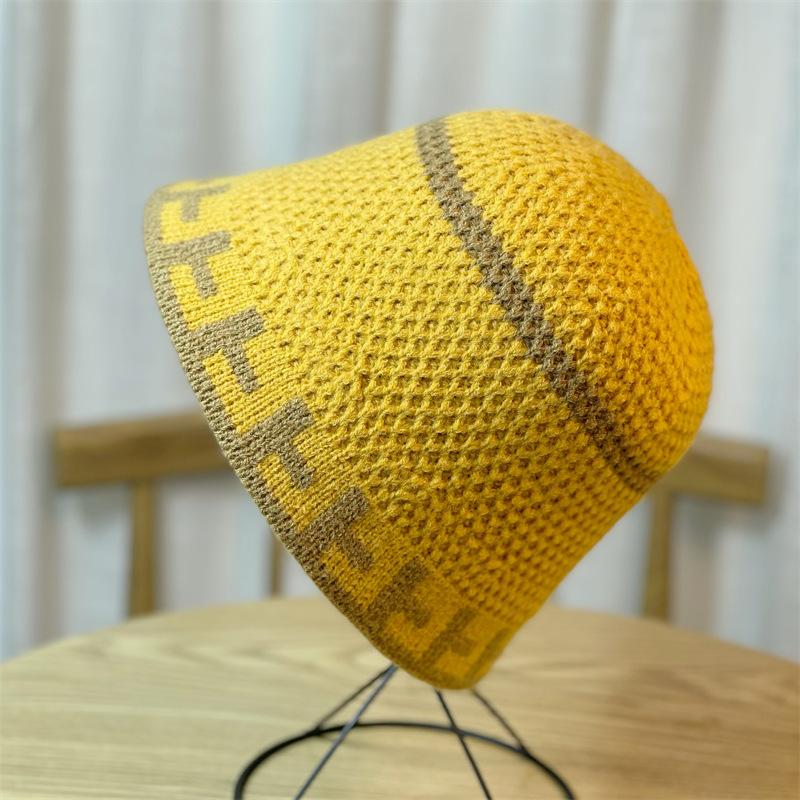 Korean Crochet Woolen Hat Womens Autumn And Winter Color Knitted Hat Fisherman