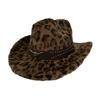 Autumn And Winter New Leopard Print Western Cowboy Hat Plush Thickened Top Hat Men'S And Women'S Thermal Basin Hat