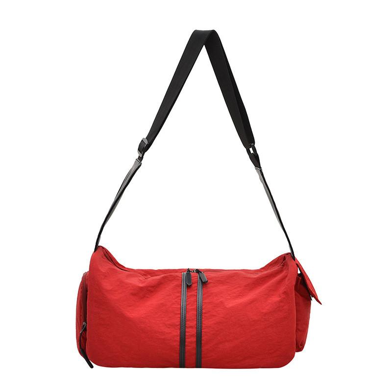 Simple Solid Color Striped Large Capacity Women Shoulder Bag For Daily Use