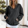 Γυναικείο Casual Φούτερ Πουλόβερ με V-λαιμόκοψη Χαλαρή Εφαρμογή Μακρυμάνικο Τοπ
