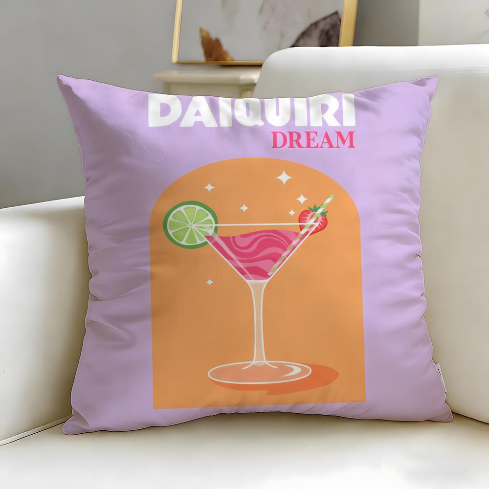 beverage theme Daiquiri Cocktail Cushion Cover Soft & Easy-Wash Pillow Case – Versatile for Couch, Bed, Travel and Office