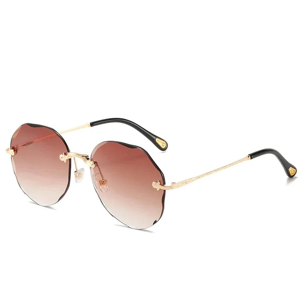 

Vintage Fashion Rectangle Rimless Sunglasses UV400 Gradient Shades For Women 2025 Trendy New Frameless Sun Glasses Traveling Sum As Picture