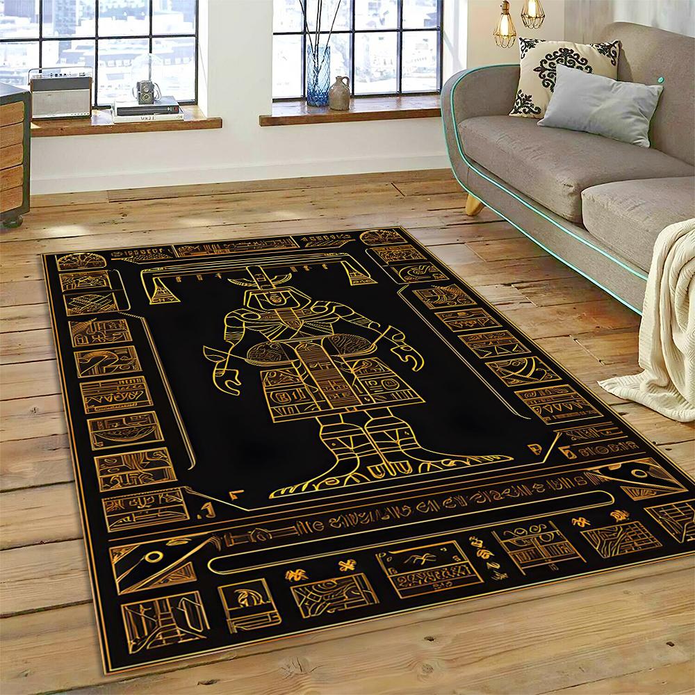Ancient Egyptian Mythological Ideographic Sign Symbols Carpet Rug for Home Living Room Bedroom Sofa Doormat Decor,Non-slip Mat