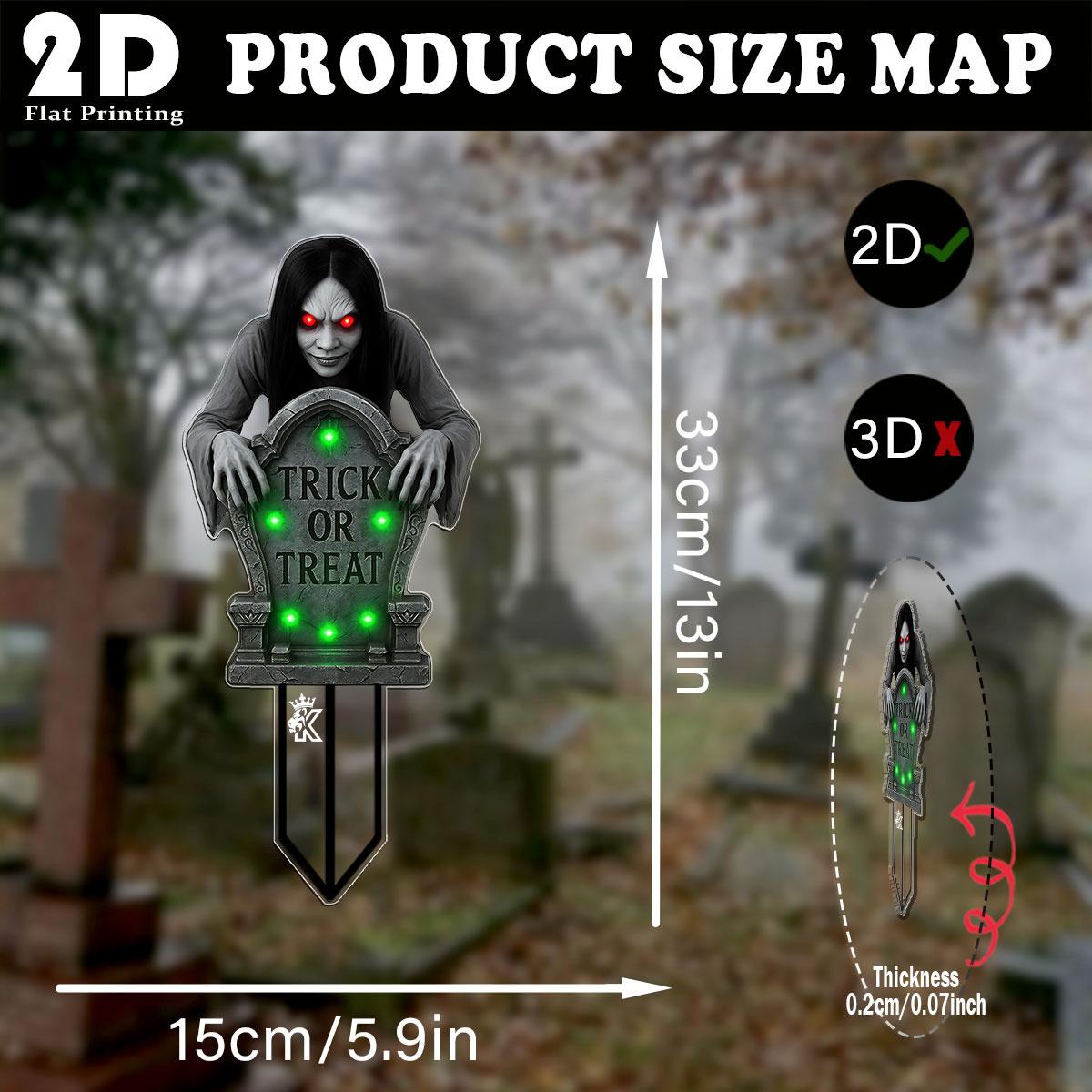 

Halloween Lantern Terror Female Ghost Ornament Spooky 2D Acrylic Garden Ground Plug Ornament Home Outdoor Garden DIY Decor Gift