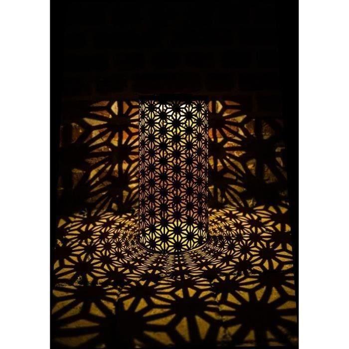 Lampe Solaire - GARDEN ID Colonne - Or-Noir Ø15 H30 Cm - 6 À 8h Lumière - Bouton Marche/arrêt - Batterie Rechargeable AAA.