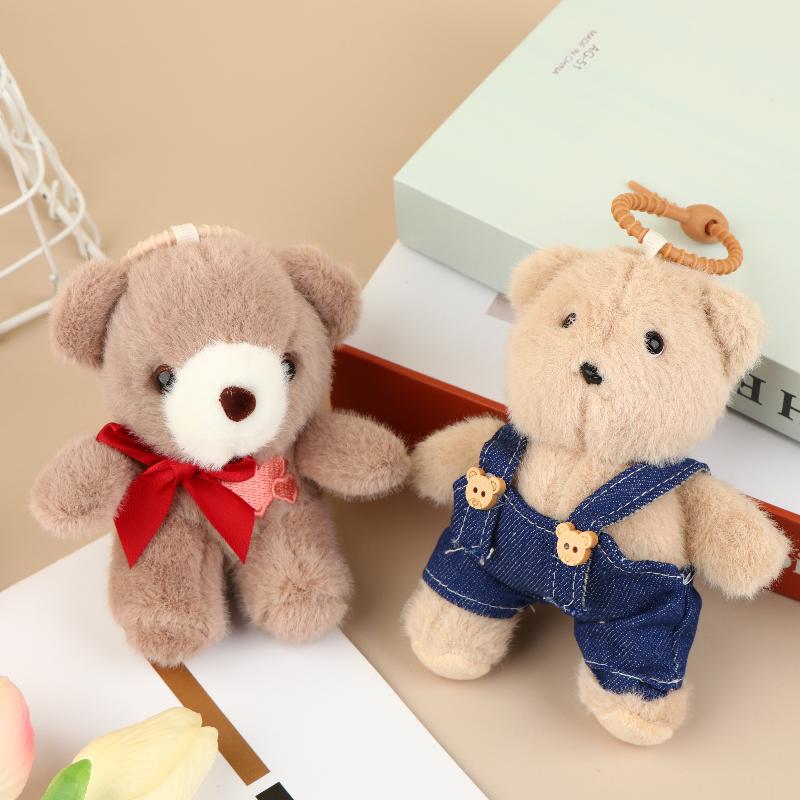 Cute Overalls Bear Bear Plush Pendant Couple Hanging Accessories Cartoon Bear Bag Charm Decor Gift