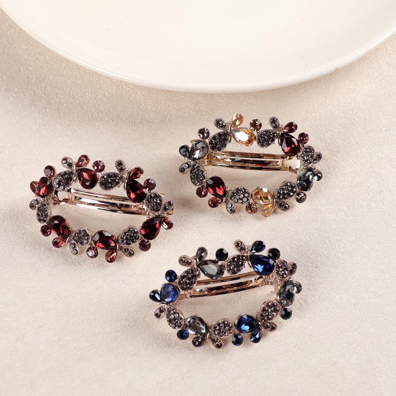 Luxus Mond-Haarspange mit Strasssteinen und Perlen im koreanischen Stil