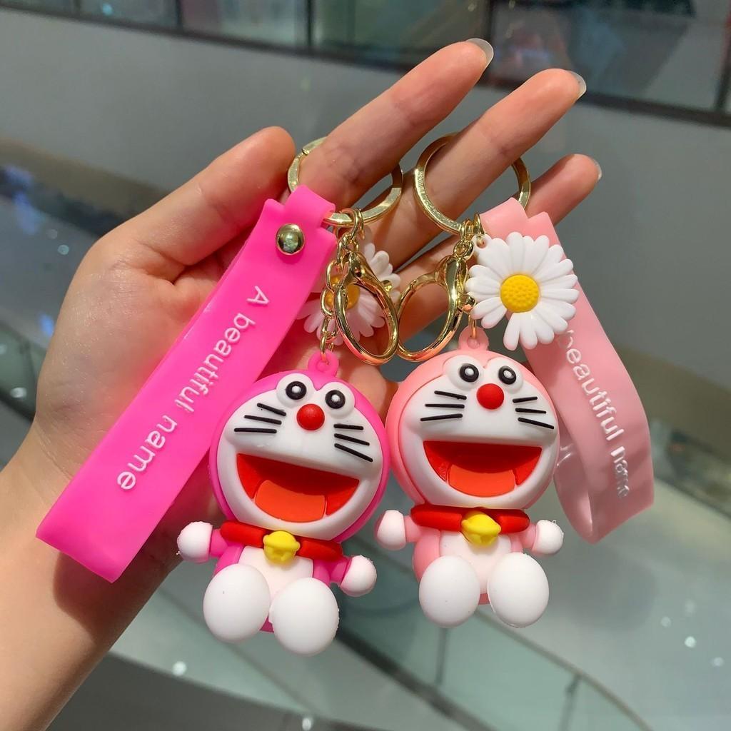 Adorable Cartoon Doraemon Keychain Cute Silicone Dangling Key Ring Accessories