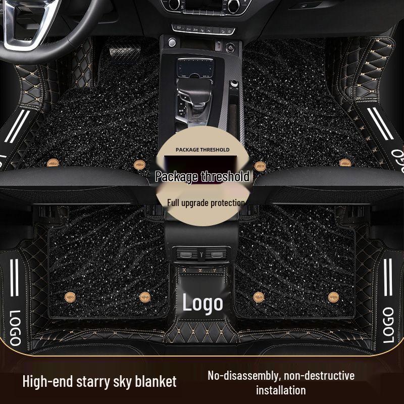 Universal Car Floor Mats and Door Sill Covers with Starry Sky Design, Tailored for Many Models, Providing Full Coverage and Protection