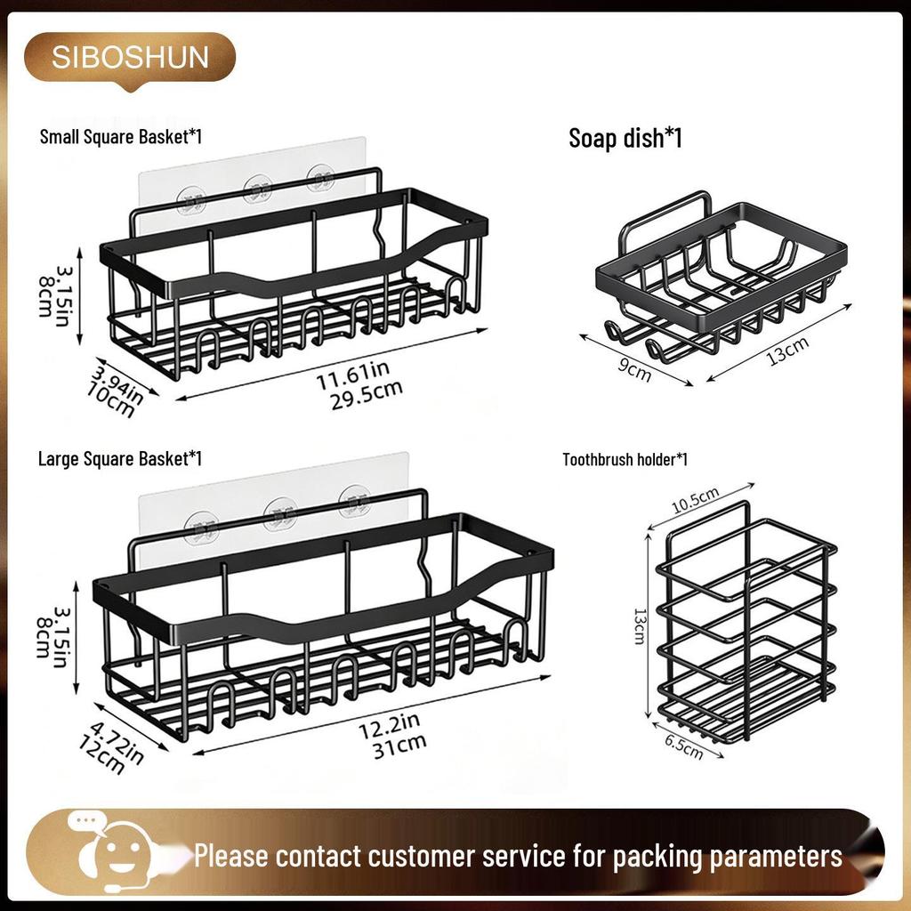 Punch-Free Wall-Mounted Bathroom Storage Rack and Organizer Shelf