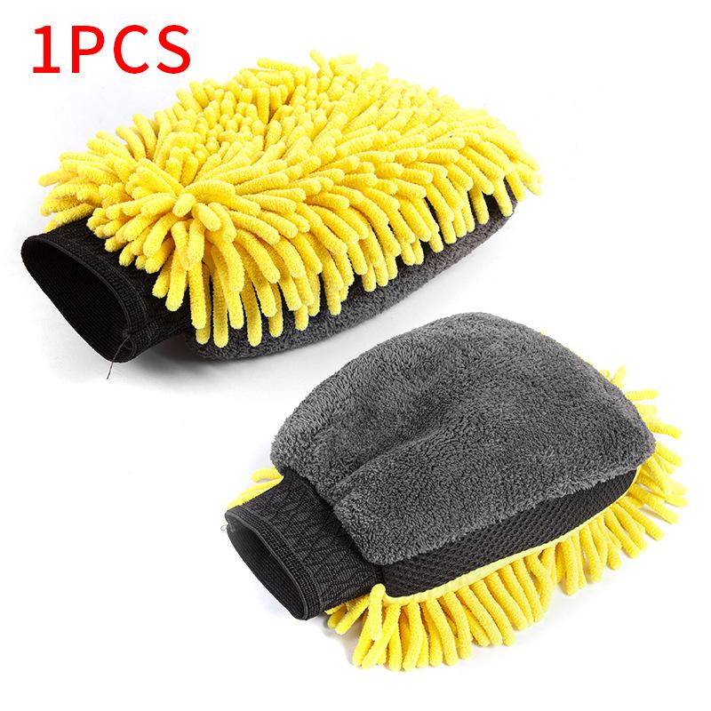 1PCS Waterproof Car Wash Microfiber Chenille Gloves Thick Car Cleaning Mitt Wax Detailing Brush Auto Care Double-faced Glove