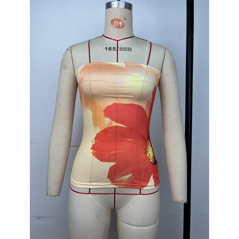 Printed Tube Top Womens Summer Updated Sleeveless Top Vest Women