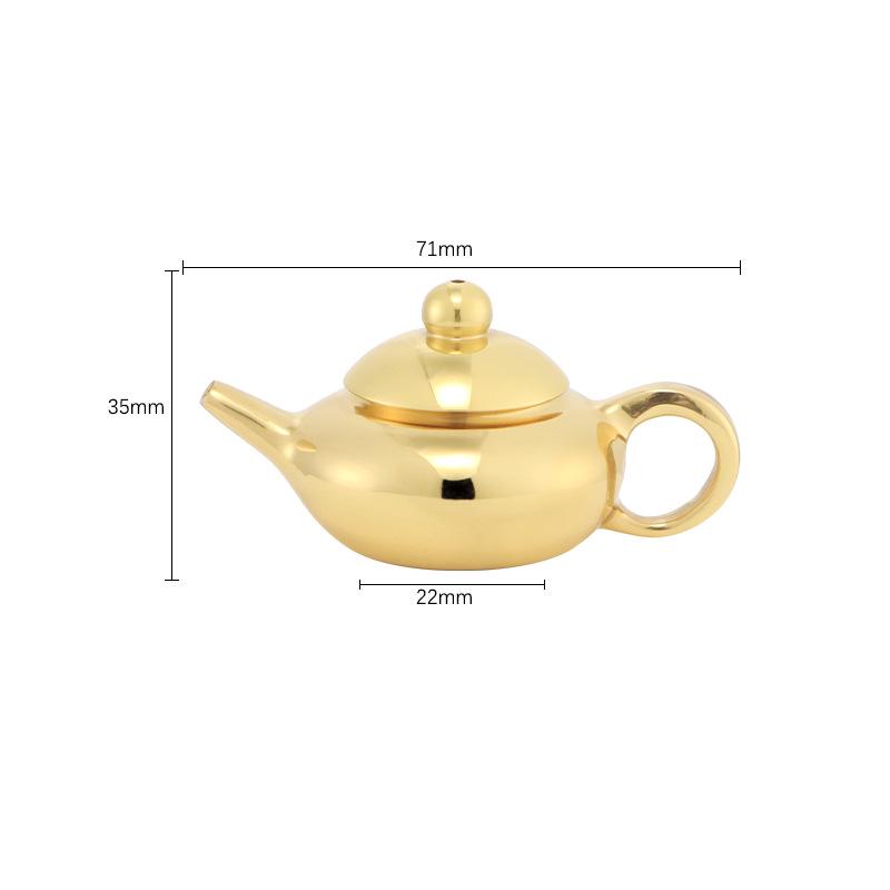 Mini Copper Teapot with Brass Handle - Luck-Bringing Ornament and Incense Holder