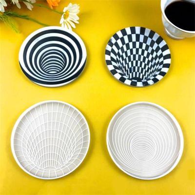 3D Creative DIY Round Geometric Spiral Coaster Silicone Mold New Concrete Resin Epoxy Resin Molds 2023
