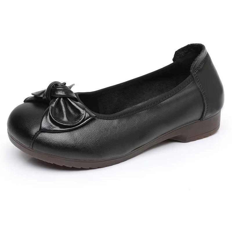 Bow soft sole soft surface shoes new flat bottom non-slip light mouth single shoes women's not tired feet shoes