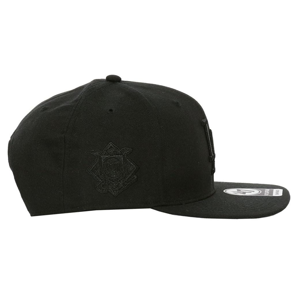 47 Cap Captain Snapback Hat SURE SHOT CAPTAIN Major League Baseball Los Angeles Dodgers All Black [47 Brand] Men's & Women's