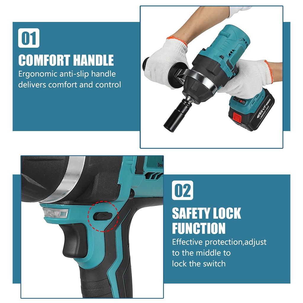 High Torque Brushless Electric Impact Wrench 1/2 Inch 2180N.m Socket Wrench Cordless Driver Tool for Makita 18V Battery