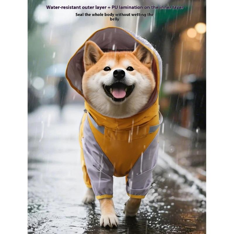 Waterproof Hooded Dog Raincoat with Detachable Hoods Adjustable Pet Rain Jackets For Small To Large Dog Outdoor Activity