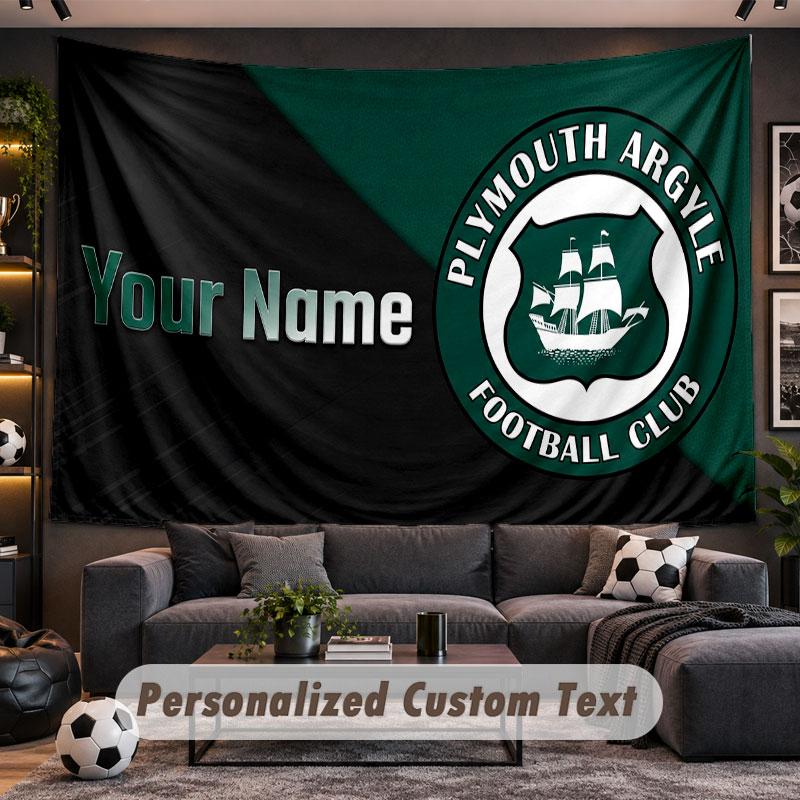 Wall Hanging Tapestry Custom NamePlymouth Argyle FC Pattern Personalized Printed Fabric Wall Decor