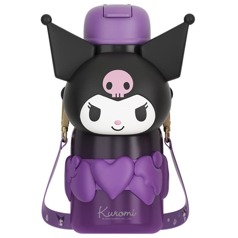 Sanrio Kuromi Childrens Insulated Water Bottle With 316 Stainless Steel And Straw For School Kids Plastic Kuromi