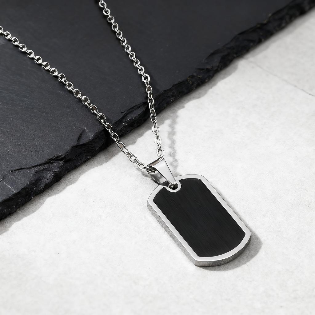 Trendy Dog Tag Necklace for Men Boys,Waterproof Stainless Steel Black Military Pendant,Casual Male Jewelry Gift