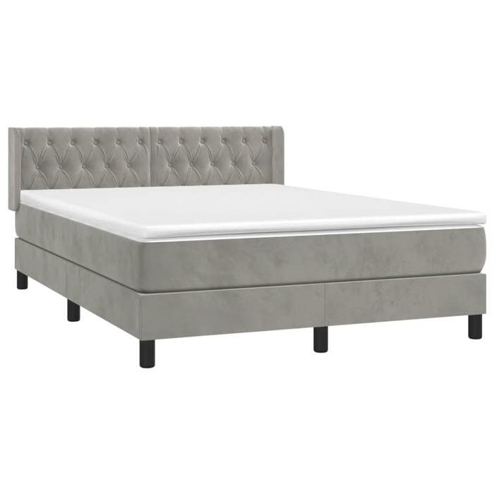 Maison Exclusive - Sommier à lattes de lit et matelas Gris clair 140x200cm Velours