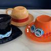 Anime Coffee Mug With Saucer Creative Luffy Ace Sabo Three Brothers Hat Shaped Ceramic Coffee Cup Child'S Birthday Gift Cup
