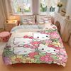 3pcs Hello Kitty In a Field of Flowers Pattern Bedding Three-Piece Set (1 Cover + 2 Pillowcases, No Fillings), This Printed Bedding Set Is S