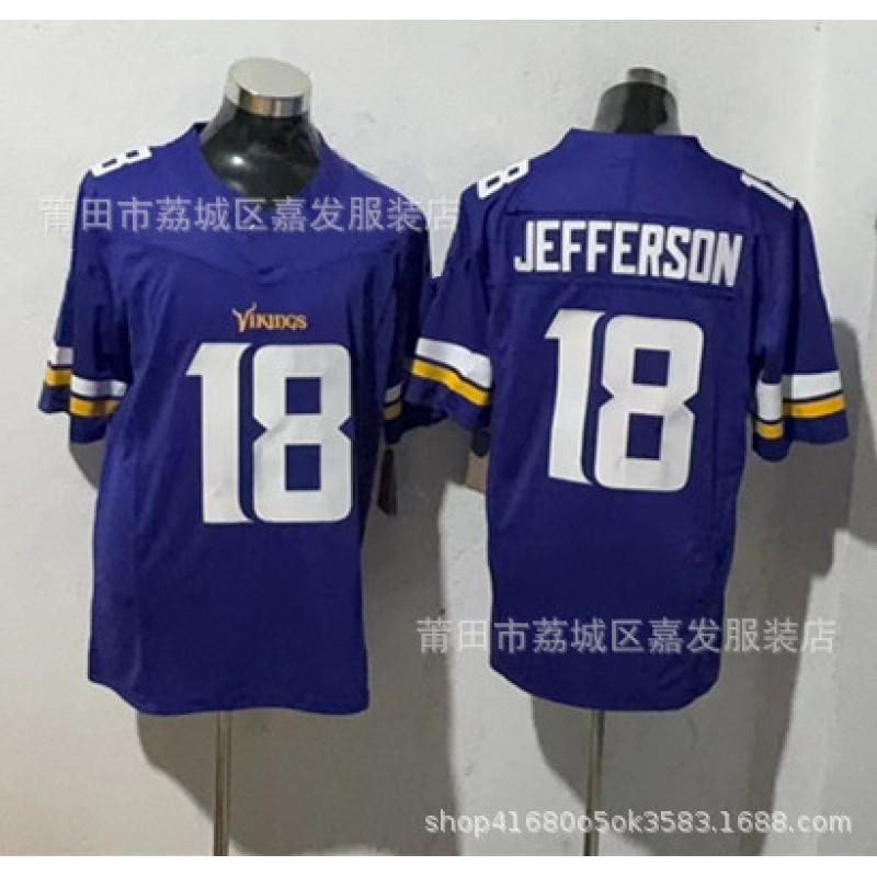 Minnesota Vikings NFL Football Jersey Thielen Jefferson 18 14 8 Adult Men Cotton Sports Uniform Fan Wear