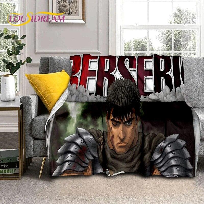 3D Anime Calssic Berserk Cartoon HD Blanket,Soft Throw Blanket for Home Bedroom Bed Sofa Picnic Travel Office Cover Blanket Kids