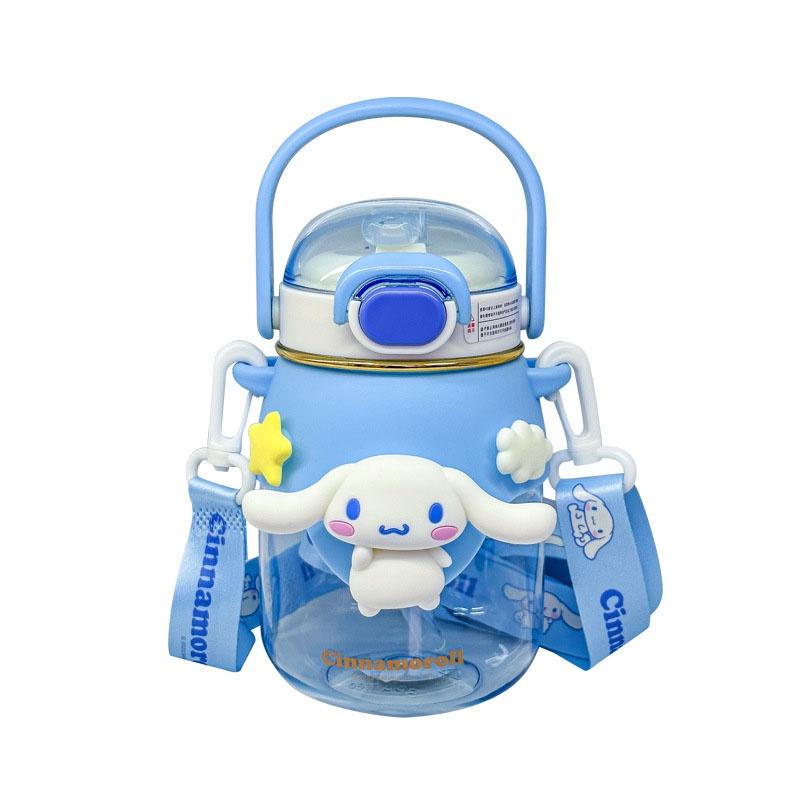 Chuhe Cartoon Plastic Straw Cup Large Capacity Leak-proof Purple Color 820ml