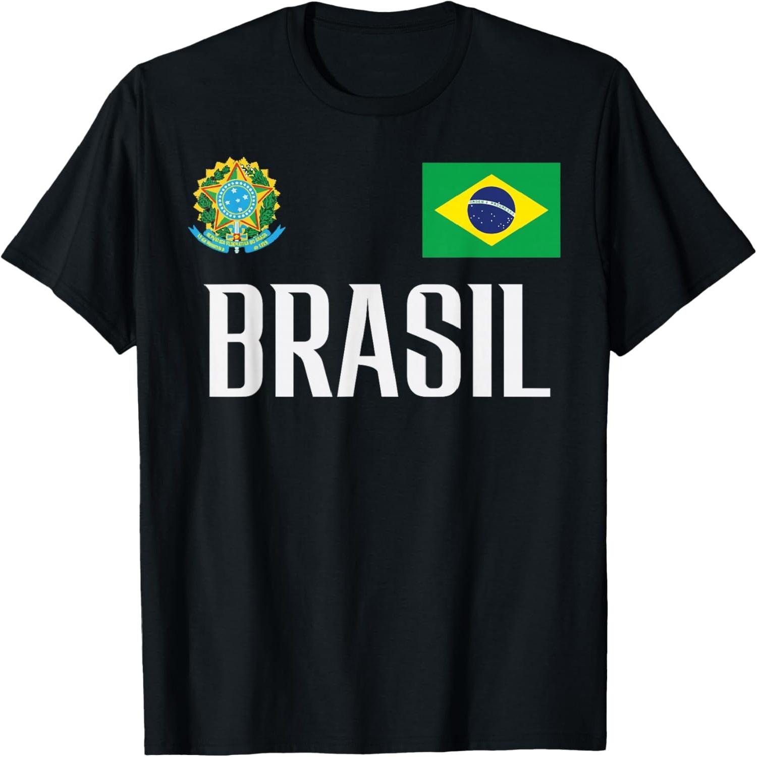 Brasil Flag Brazil Football Soccer Fan Men Women Kids T-Shirt S