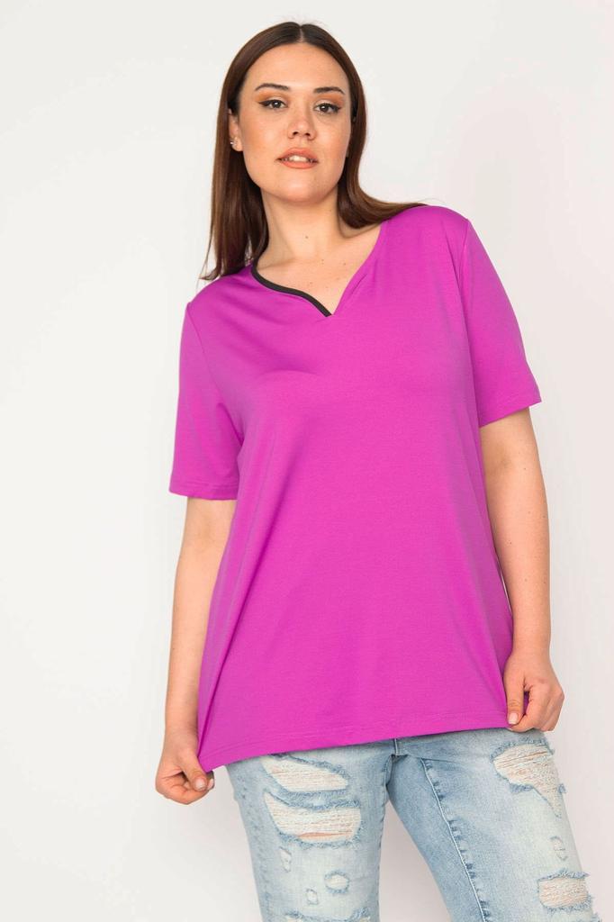 Damen Übergröße Bluse Grün Plus Size Einzelkragen Gerippte Sportbluse