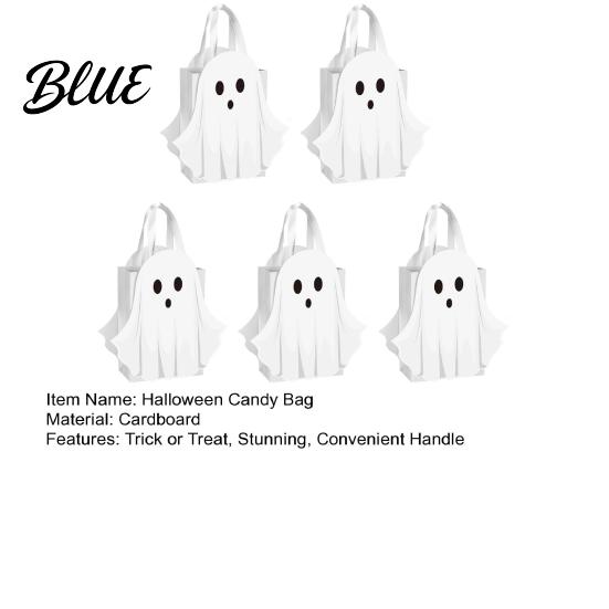 Compact Trick or Treat Carriers Halloween Ghost Cardboard Gift Bag Cute Candy Goodie Bags Decorative for Parties with Handle Birthday Party