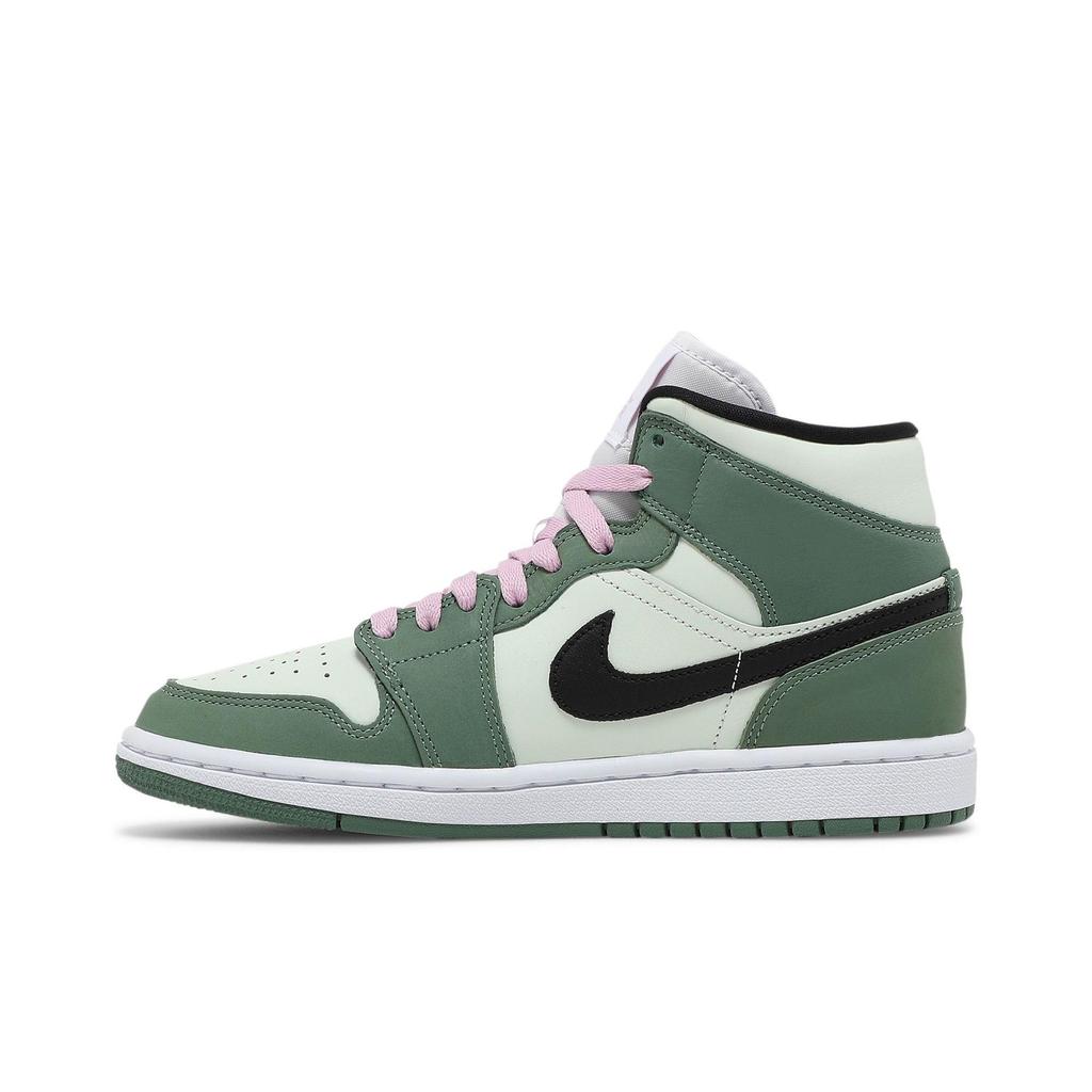 Womens Air Jordan 1 Mid SE 'Dutch Green' (women's sizes) Dutch Green / Black / Barely Green / Arctic Pink Vintage Basketball Shoes CZ0774 300