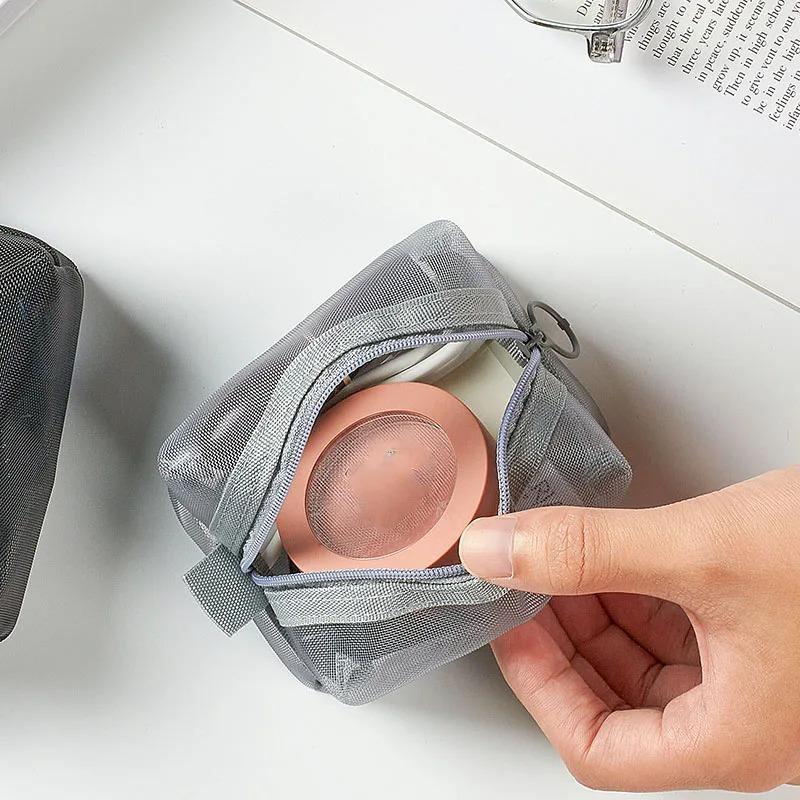 Mesh Storage Pouch Bag for Coin Earphone Cable Charger Cable,Small Zipper Makeup Cosmetics Organizer Bag for Lipstick Travel
