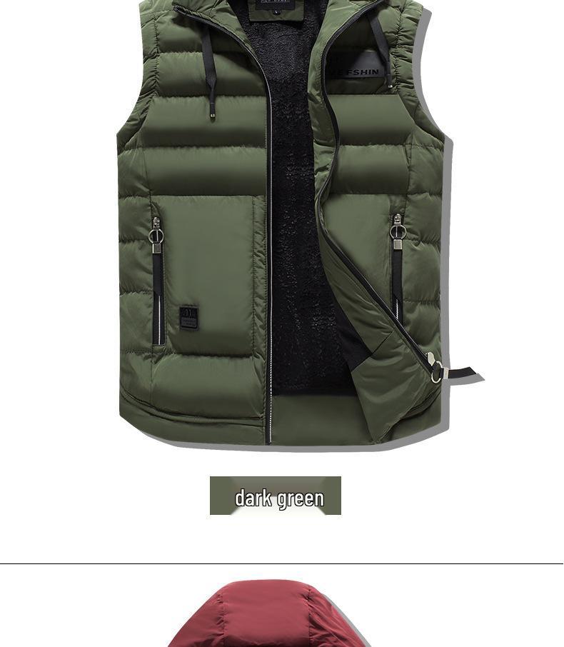 Men's Autumn/Winter Fashion Vest with Detachable Hood - Casual Cotton