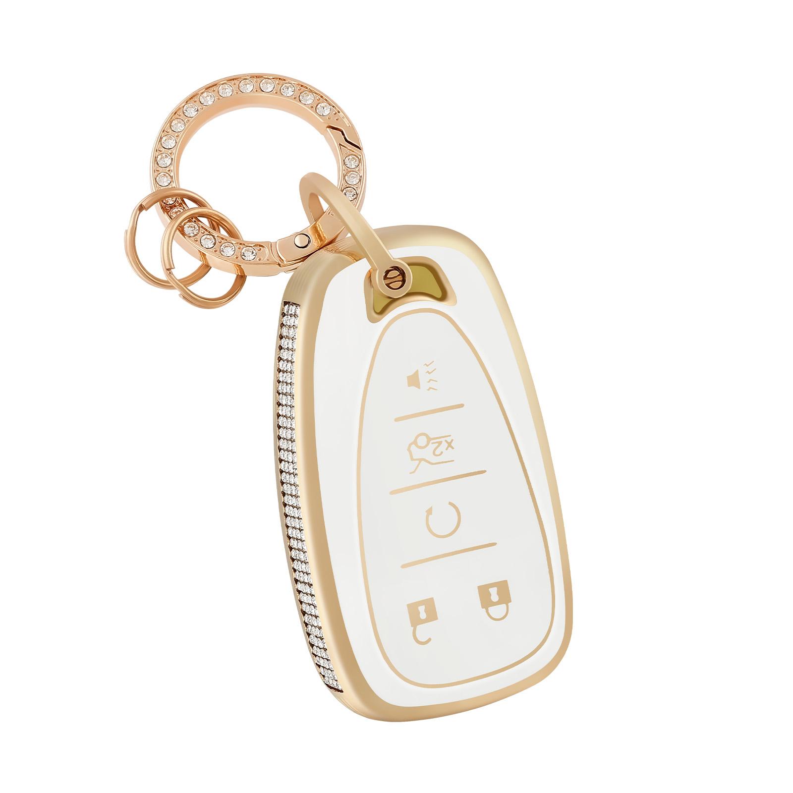 

OFFCURVE 5 BUTTONS TPU Car Key Case for Chevrolet Malibu Camaro Cruze Trax Spark Blazer Key Fob Cover with Diamond