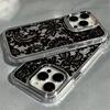 Black Lace Pattern Phone Case For Infinix Smart Note Tecno Camon Spark Pova Hot 30 40 50 8 9 10 Pro Plus 4G 5G Transparent Cover