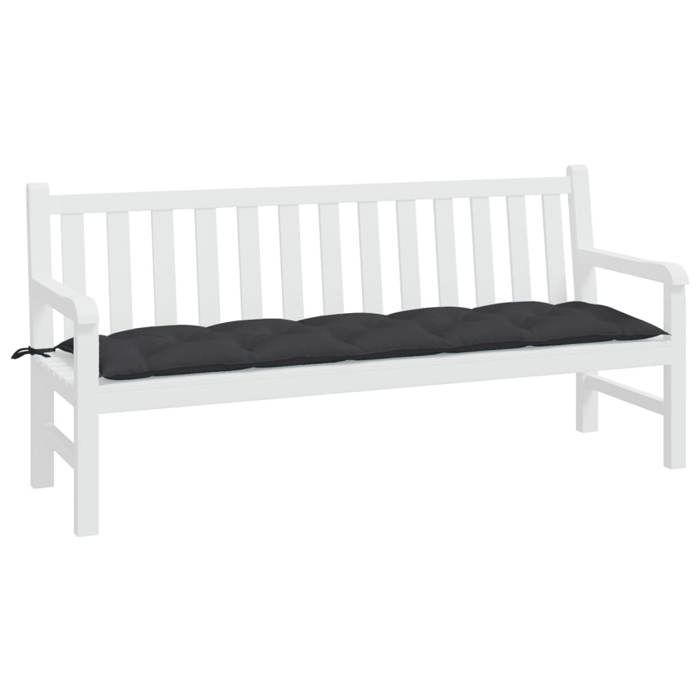 VidaXL Coussin de Banc de Jardin, Revêtement de Banc avec Jeux de Cordes, Coussin d'Extérieur Imperméable, Noir 180x50x7 cm 361628