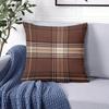 Classic Brown Plaid Square Jacquard Pillow Cover for Sofa Office Waist Cushion Cover Home Decorative Pillowcase