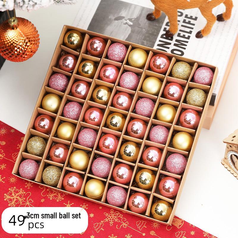 Box of 49 Electroplated Shiny 3cm Christmas Ball Ornaments for Tree Decoration and Scene Arrangement