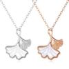 S925 Sterling Silver Ginkgo Leaf Necklace for Women: Three Lives Apricot Light, Luxurious, and Versatile High-End Clavicle Chain.