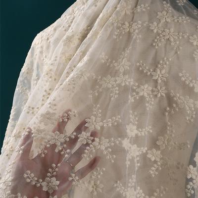 Lace Embroidered Soft Mesh Fabric Can Be Used for Wedding Dresses Evening Gowns and Designer Clothing Fabrics