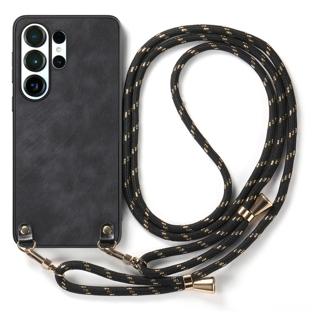 Crossbody Long Lanyard Strap Anti-Drop PU Leather Phone Case For Samsung S25 Ultra S24 Plus S23 A16 A06 A17 A07 Slim Fit Cover